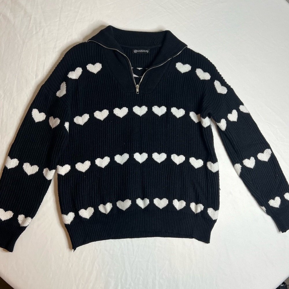 Valentine’s Day black and white quarter zip